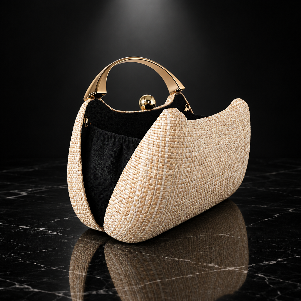 Woven-Texture Chain-Trim Minaudière