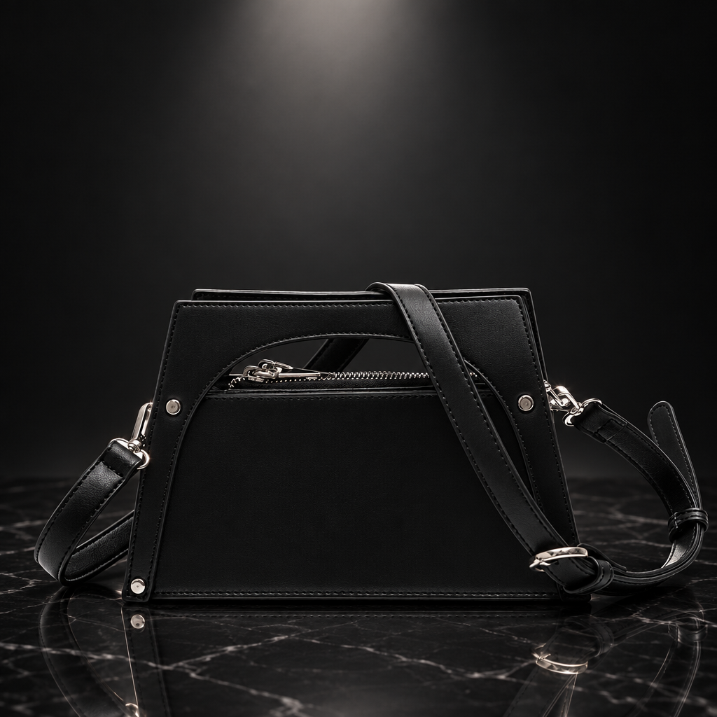 Metal-Frame Buckle Faux-Leather Top-Handle Bag