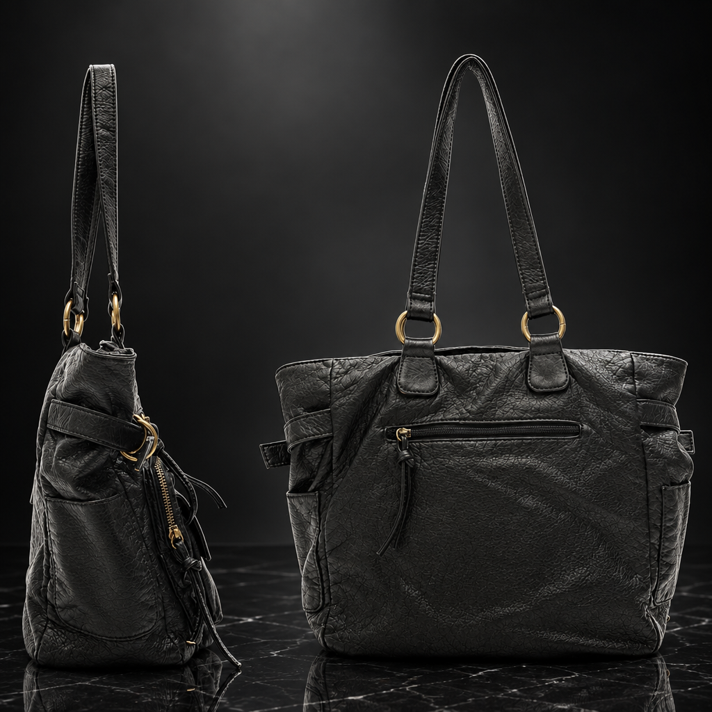 Vegan Leather Vintage Washed Tote Bag