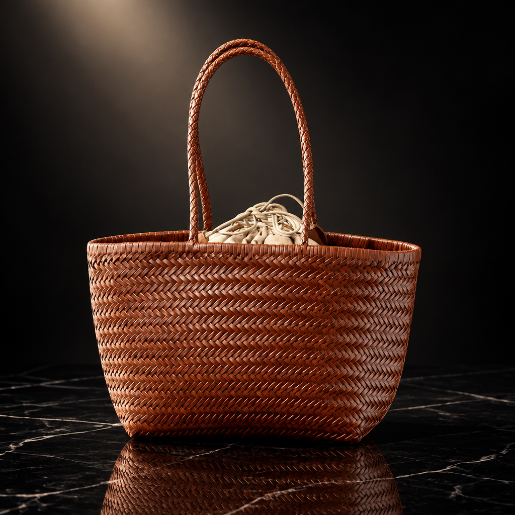 Weave Genuine Leather Hand Basket