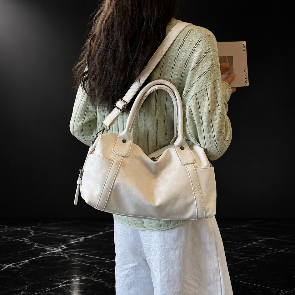 Ruched Bowling-Shape Vintage Tote