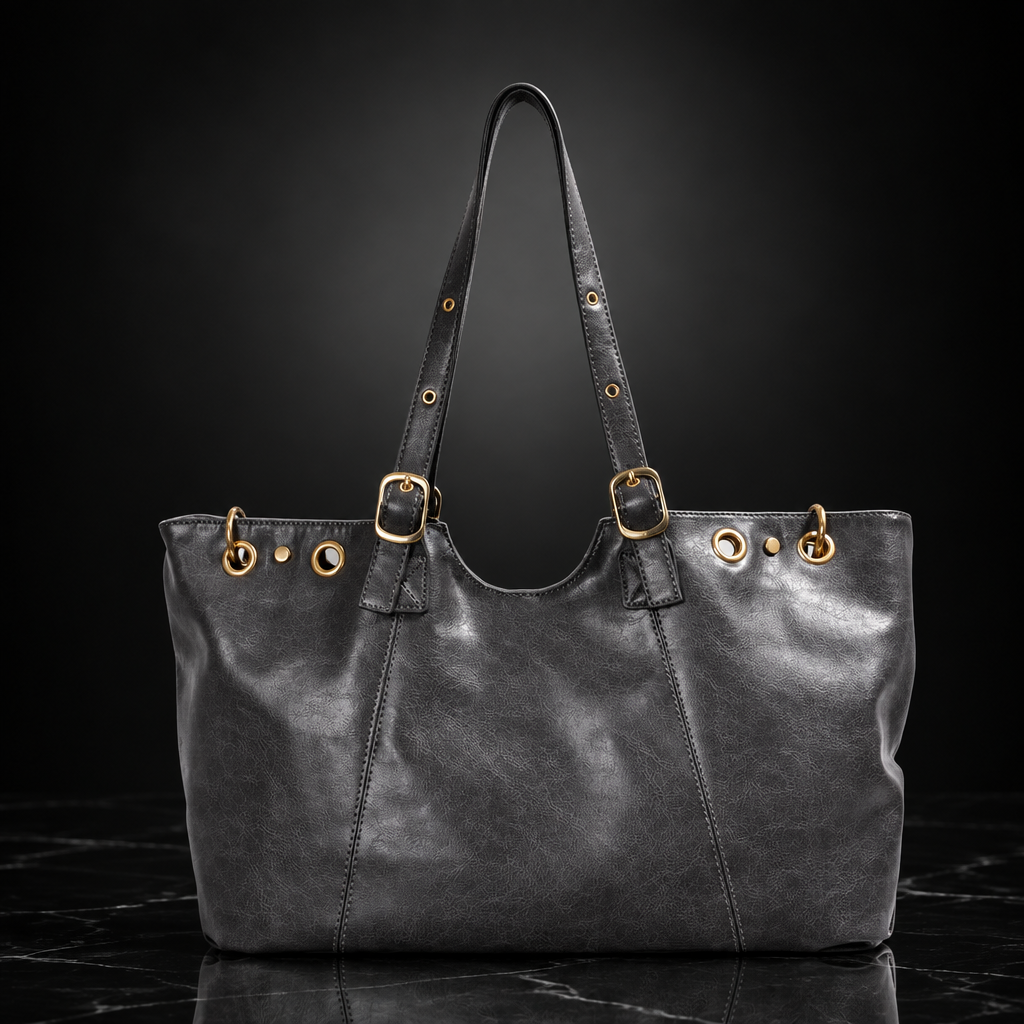 Wax Finish Faux-Leather Vintage Tote
