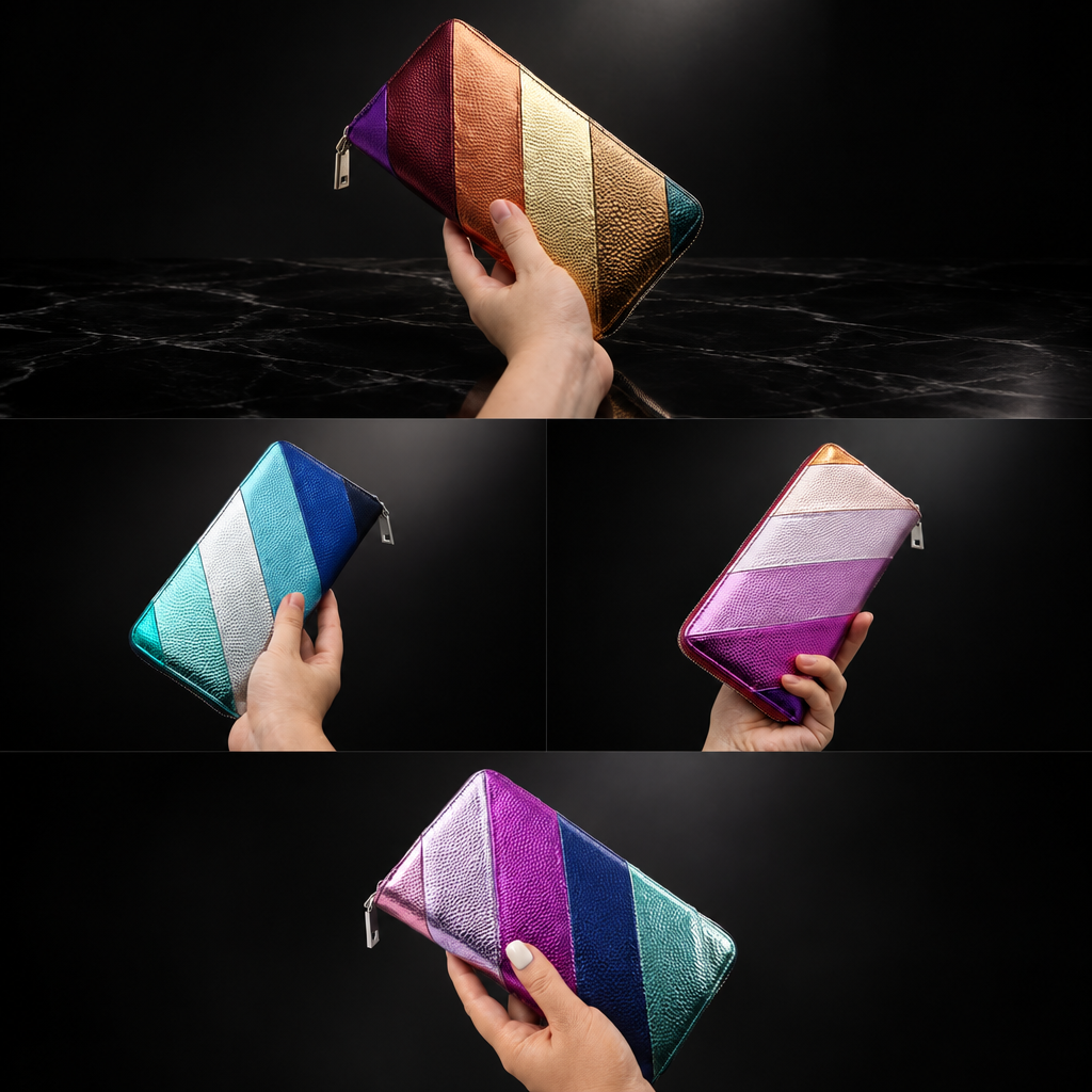 Metallic Striped Phone Wallet