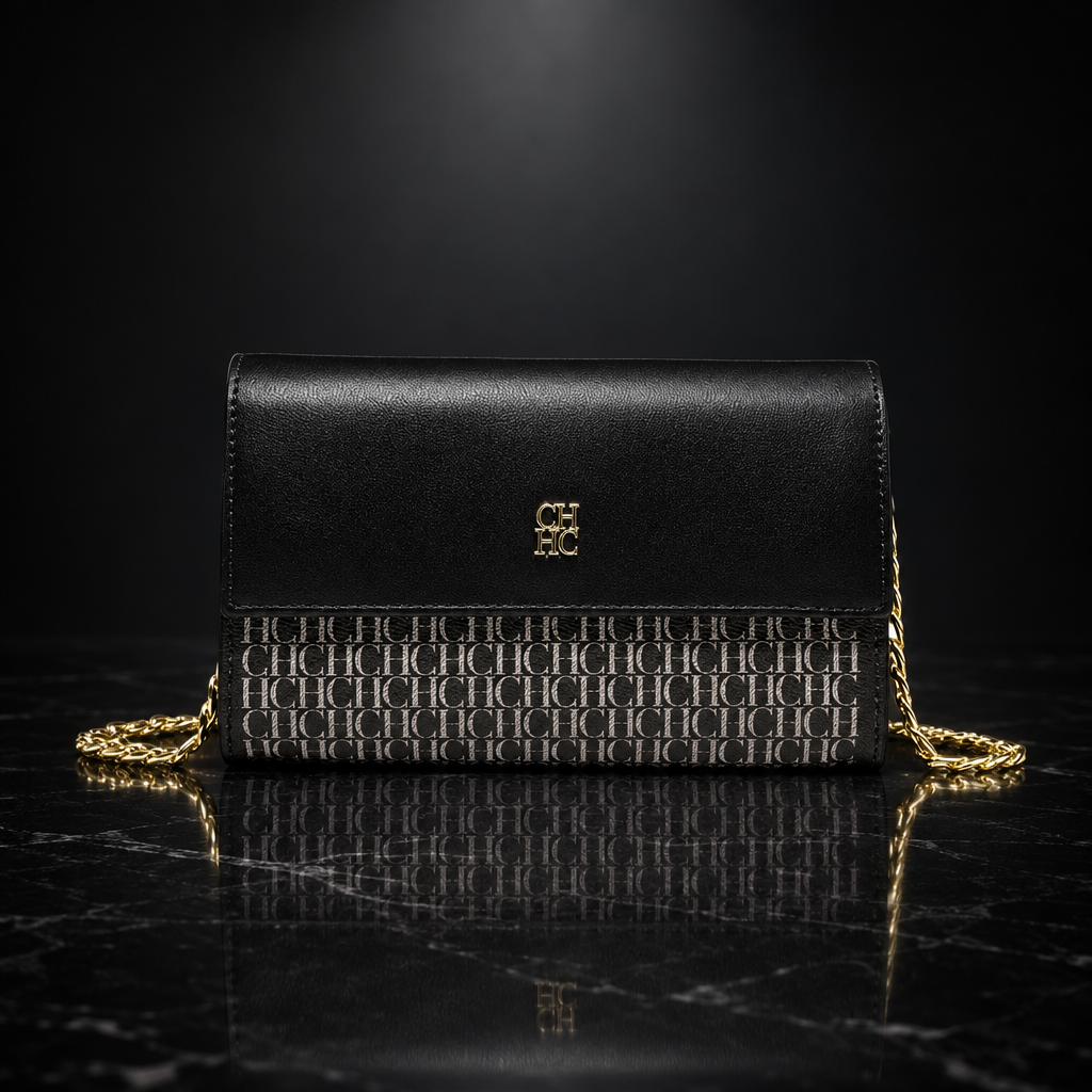 Faux Leather Chain-Strap Clutch Bag