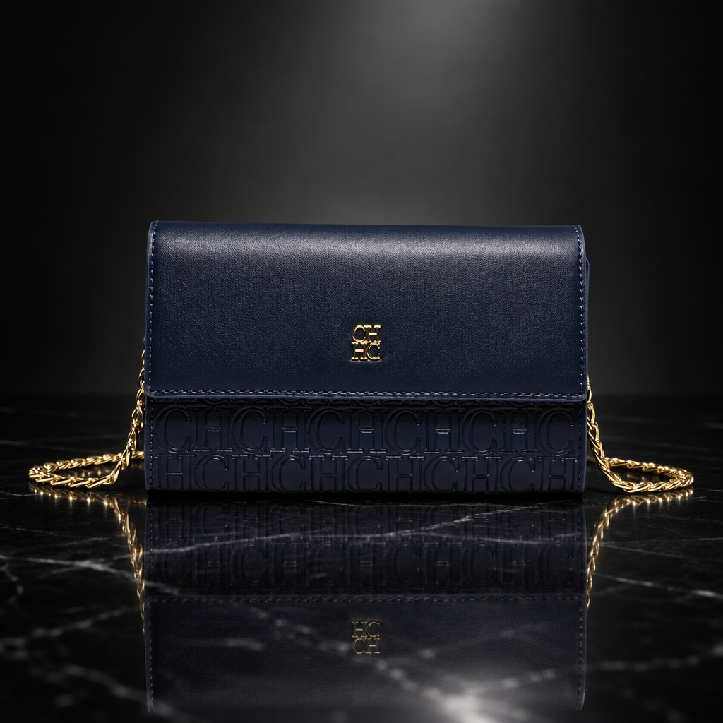 Faux Leather Chain-Strap Clutch Bag