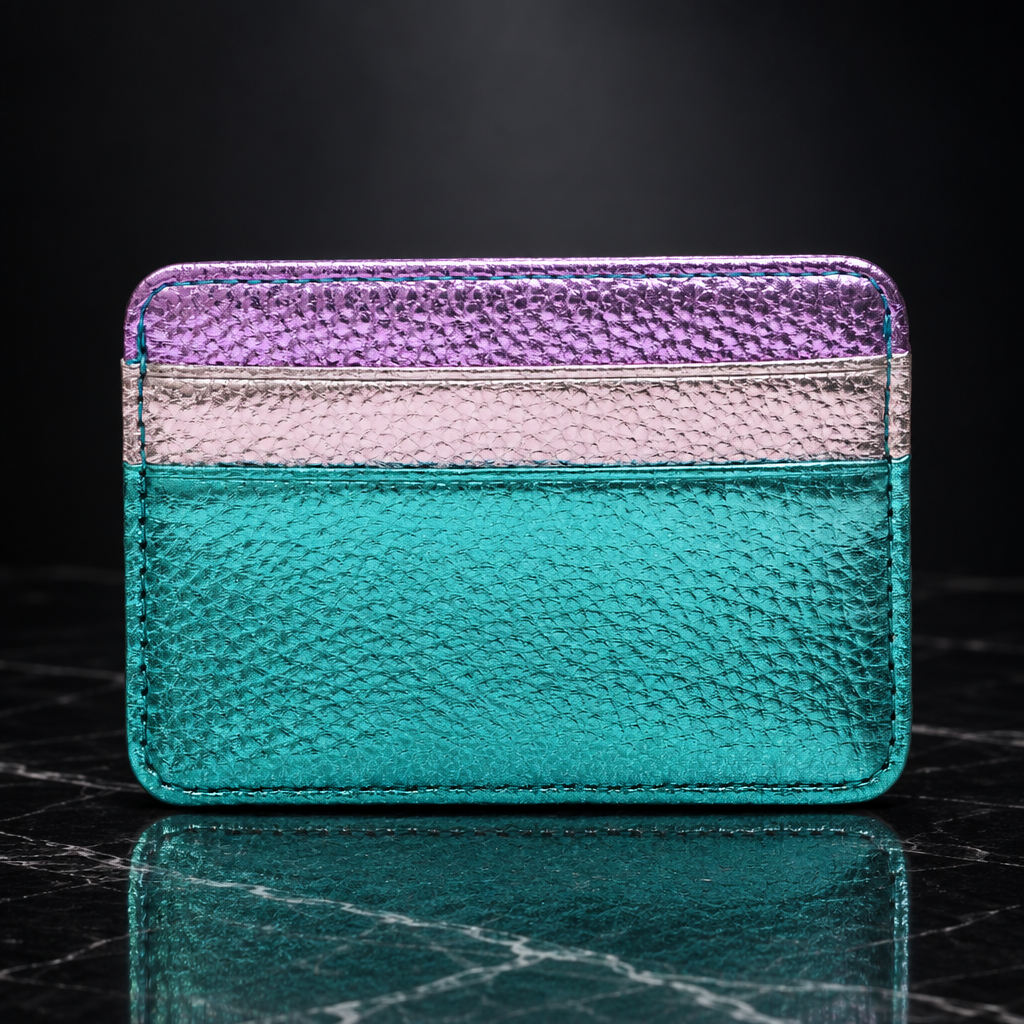 Faux Leather Metallic RFID-Blocking Wallet