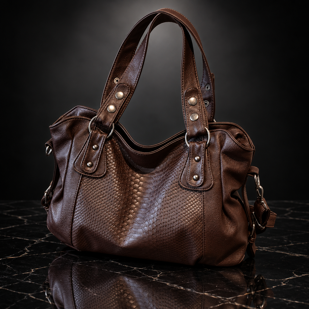 Textured Faux-Leather Convertible Bag with Zip Top