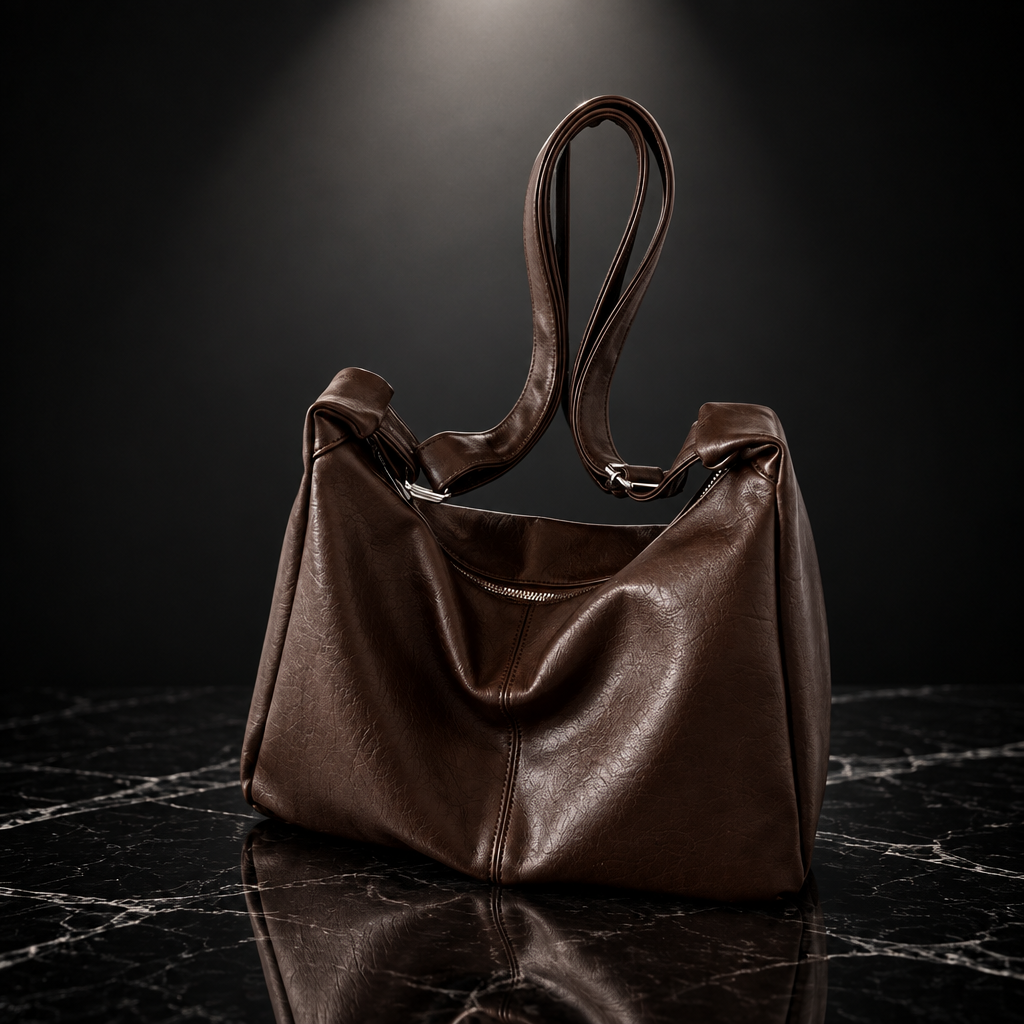 Faux Leather Vintage Commuter Tote Bag