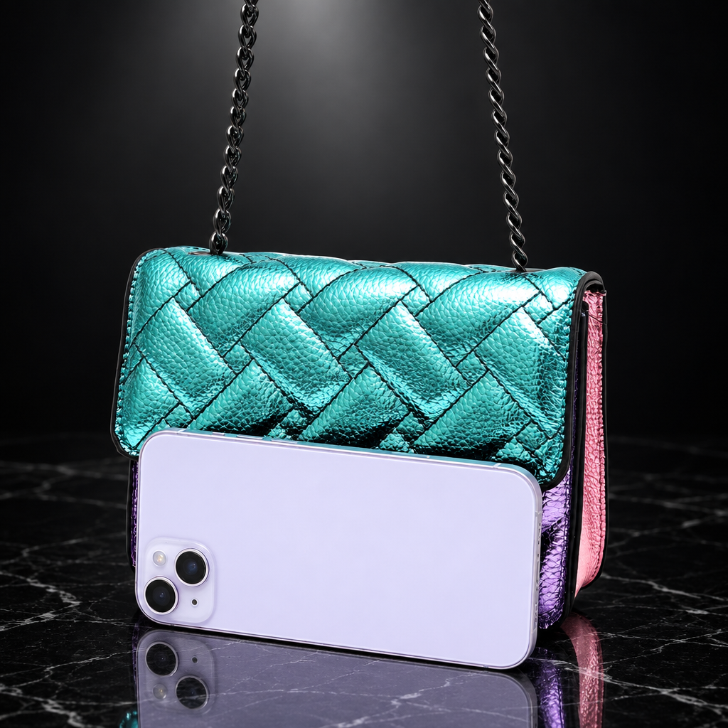 Metallic Patchwork Quilted Crossbody Bag