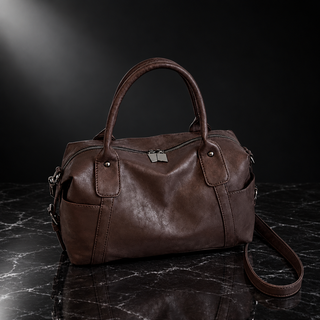 Ruched Bowling-Shape Vintage Tote
