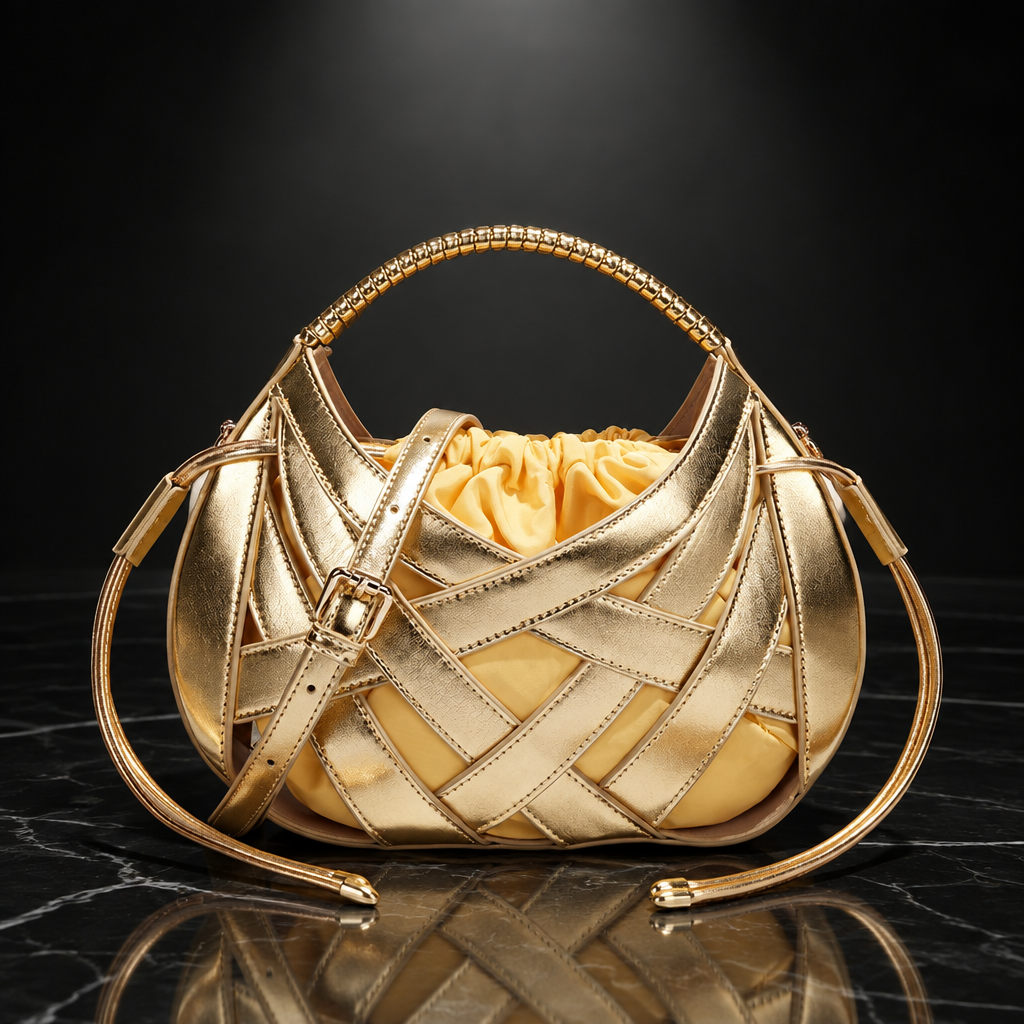 Faux-Leather Drawstring Handbag