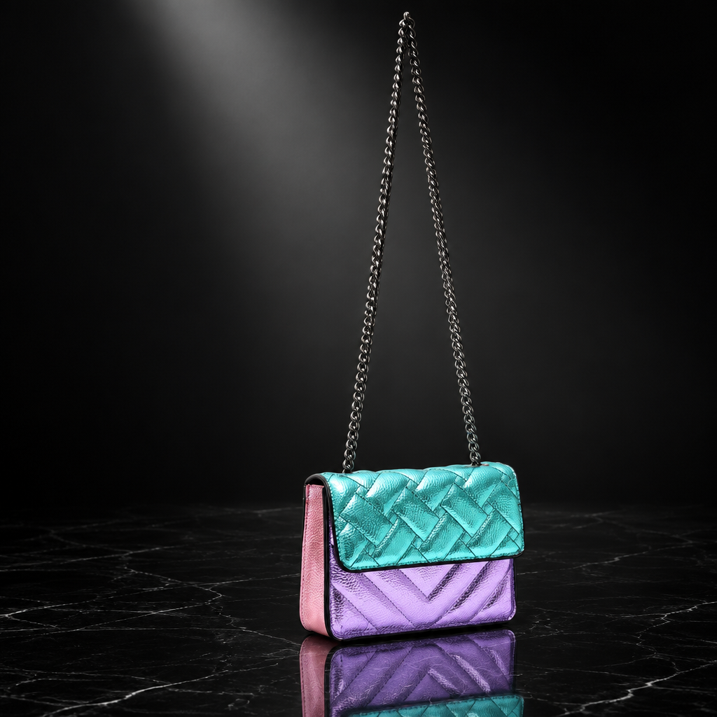 Metallic Patchwork Quilted Crossbody Bag