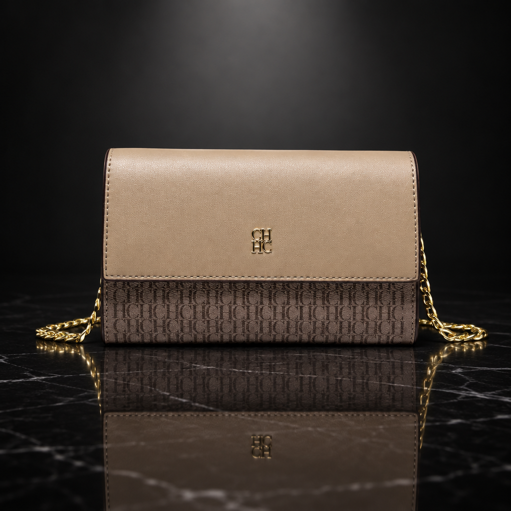 Faux Leather Chain-Strap Clutch Bag