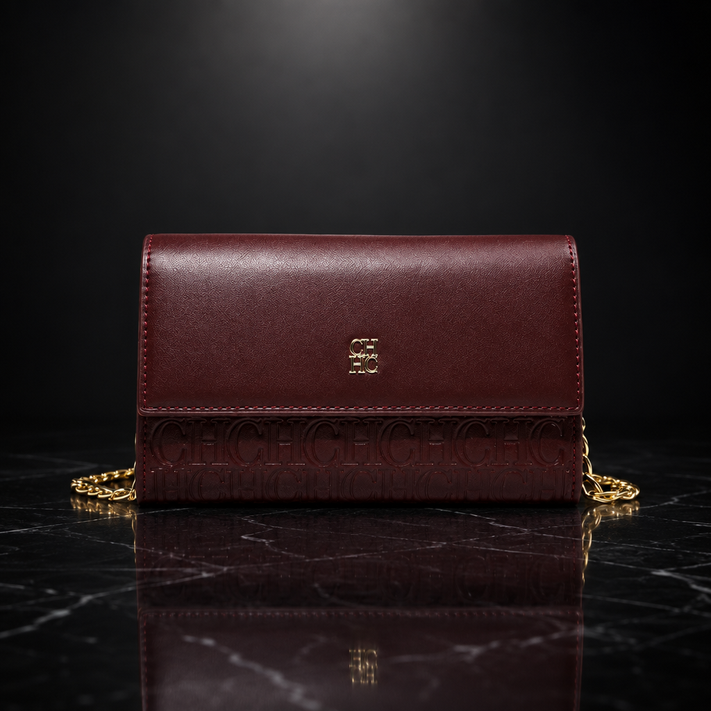 Faux Leather Chain-Strap Clutch Bag