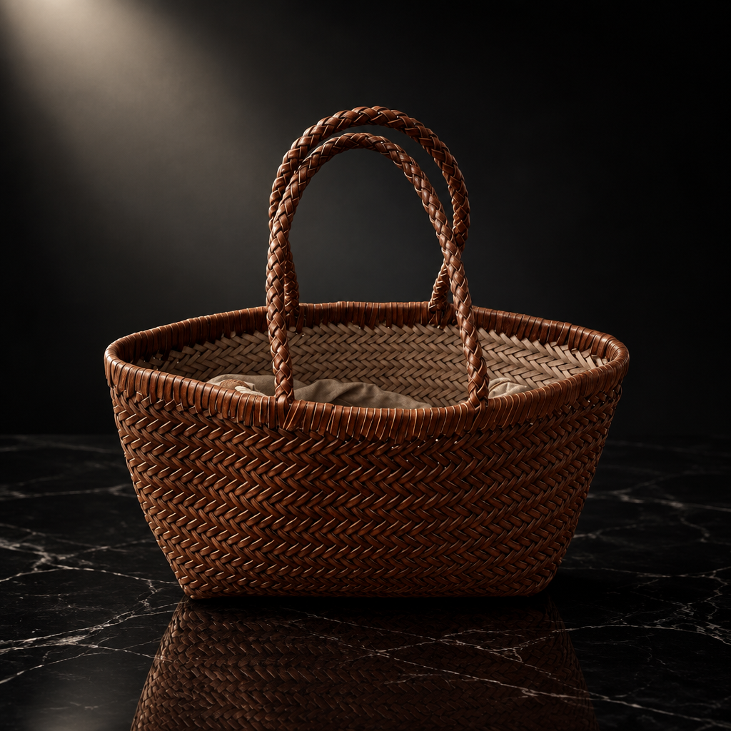 Weave Genuine Leather Hand Basket