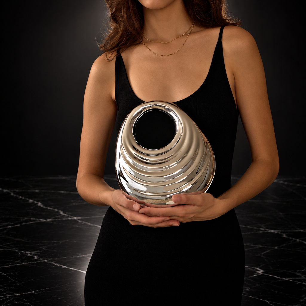 Glossy Shell-Shaped Chain Clutch