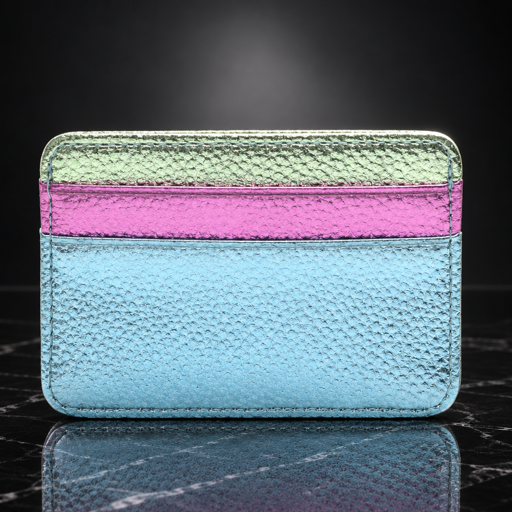 Faux Leather Metallic RFID-Blocking Wallet