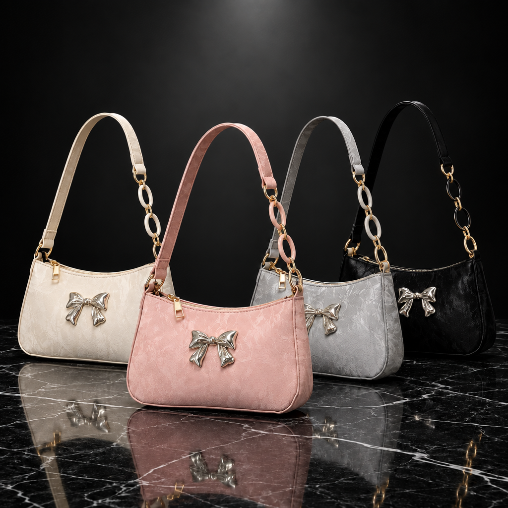 Bow Faux Leather Shoulder Bag