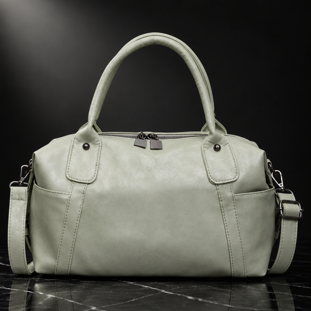 Ruched Bowling-Shape Vintage Tote