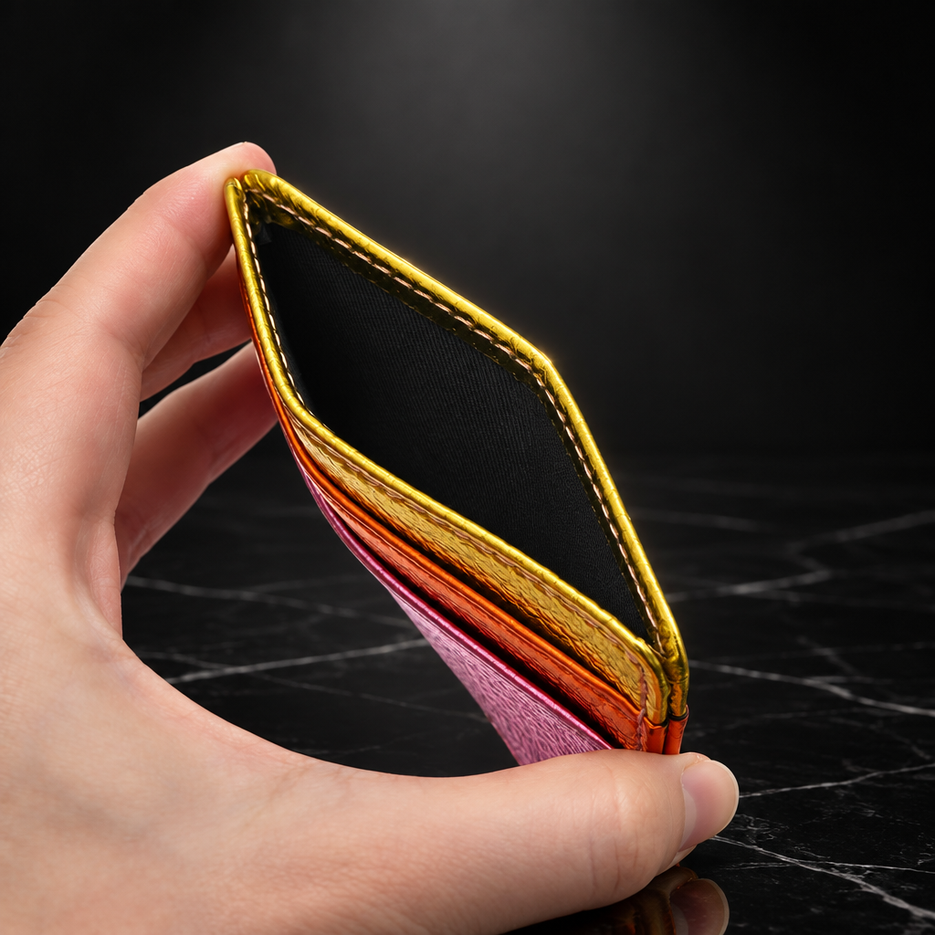 Faux Leather Metallic RFID-Blocking Wallet