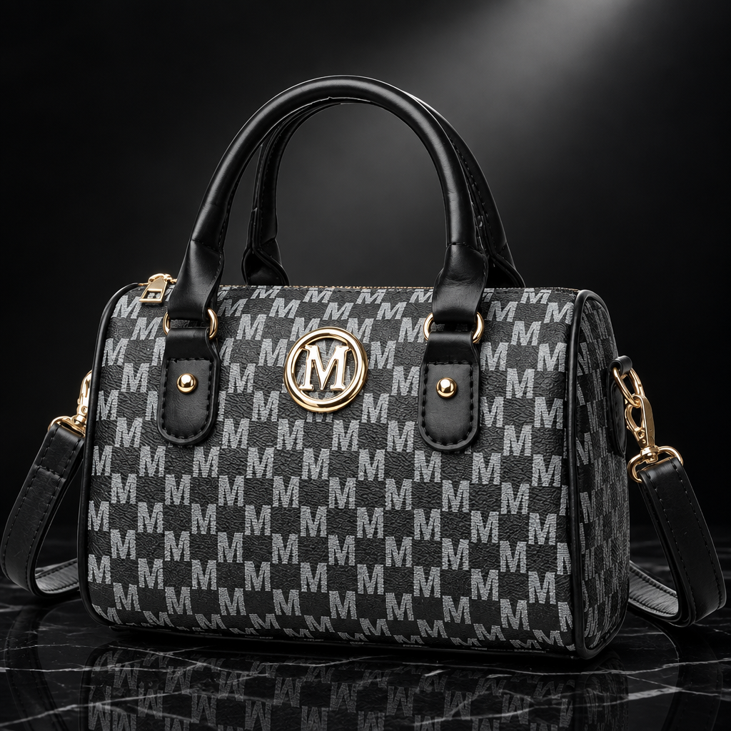 Faux Leather Alphabet Crossbody Bag