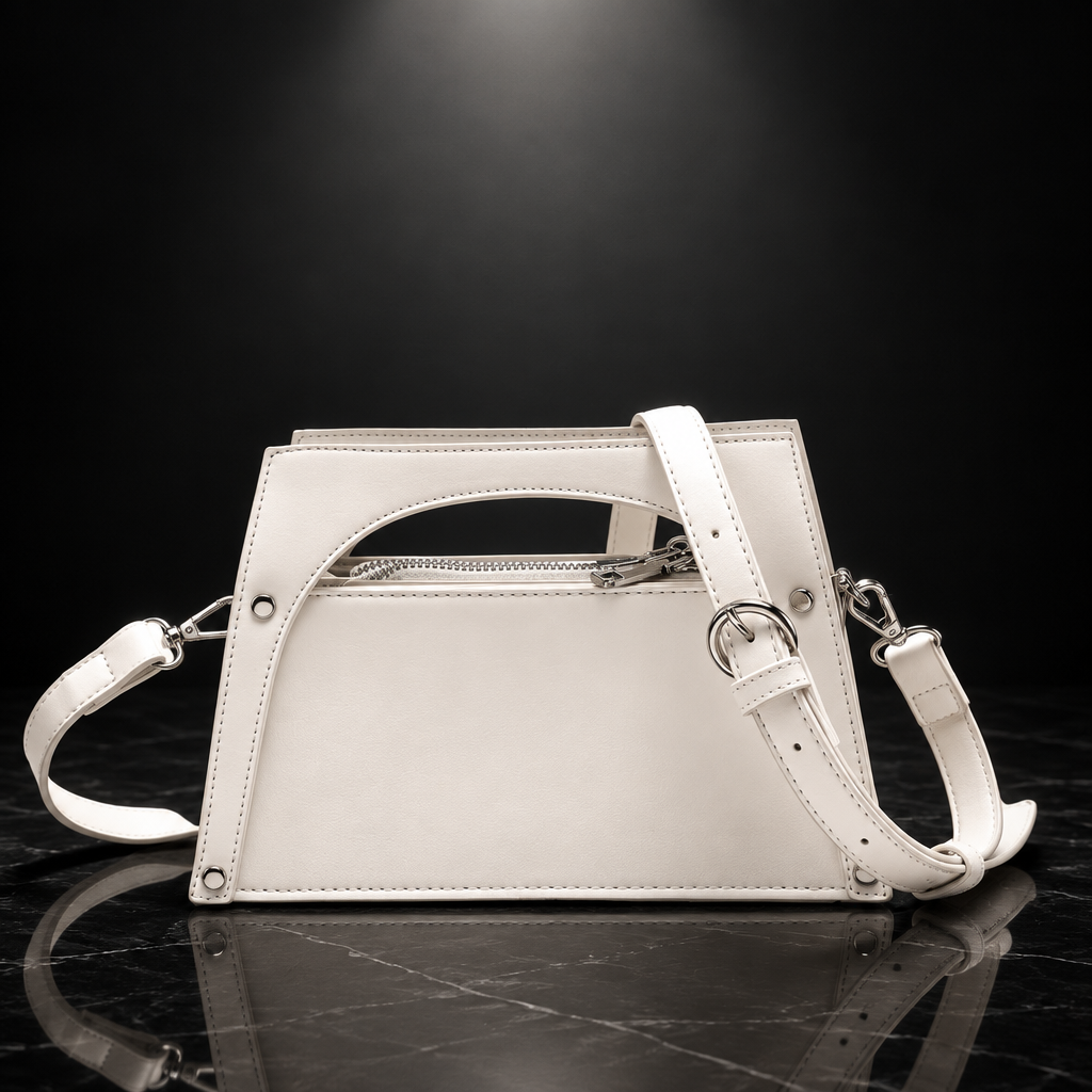Metal-Frame Buckle Faux-Leather Top-Handle Bag