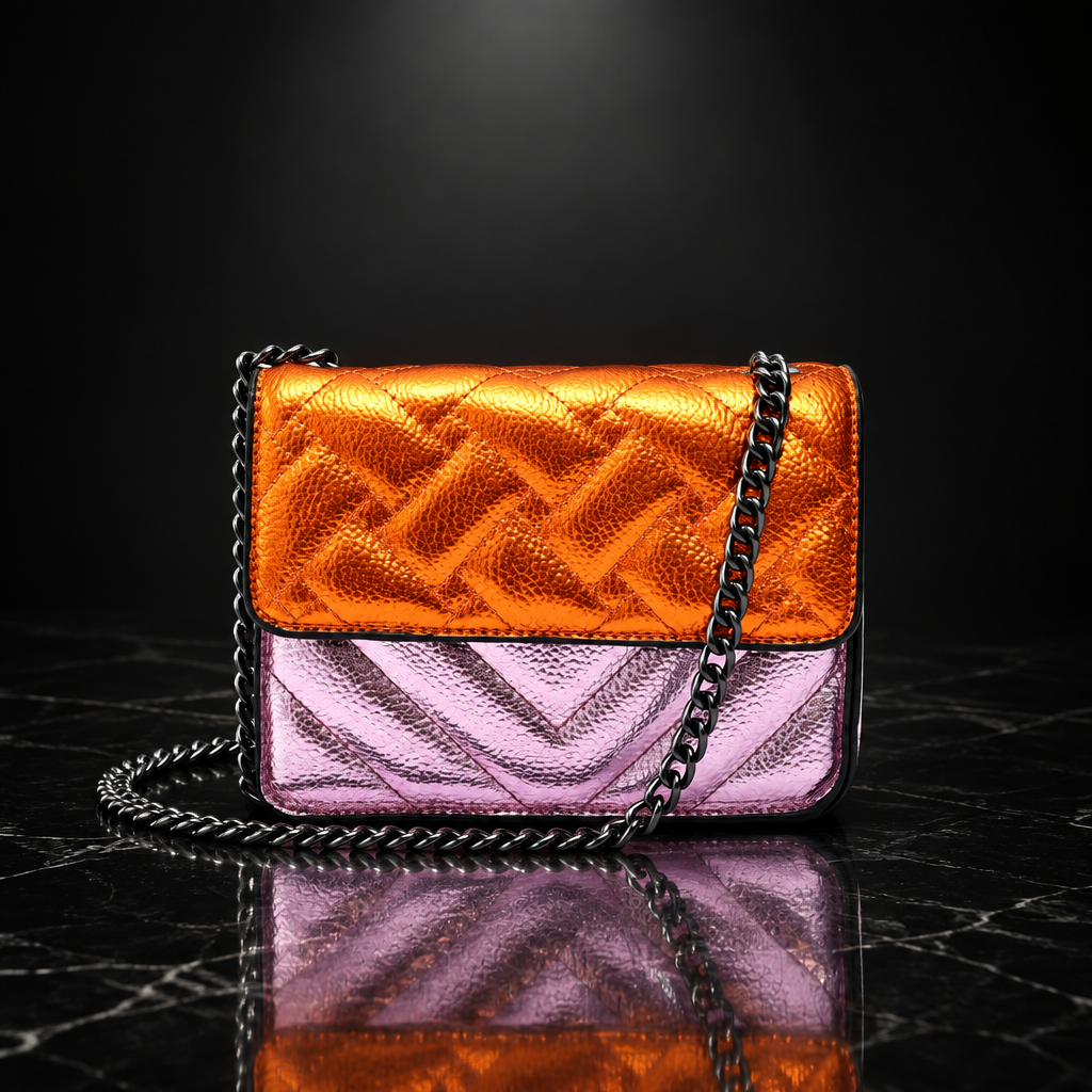 Metallic Patchwork Quilted Crossbody Bag