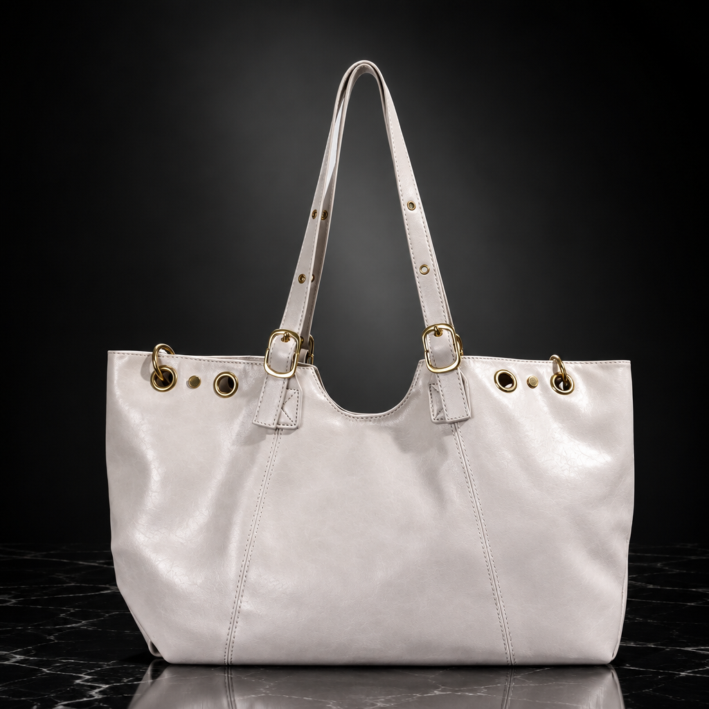 Wax Finish Faux-Leather Vintage Tote