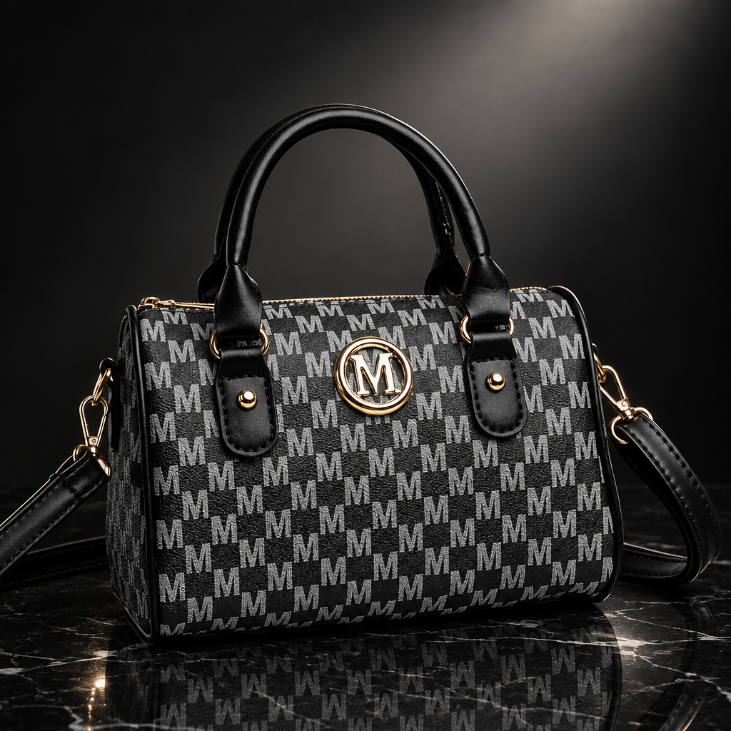 Faux Leather Alphabet Crossbody Bag