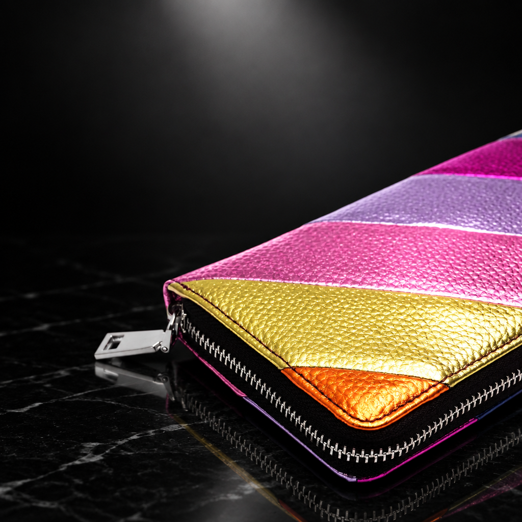Metallic Striped Phone Wallet