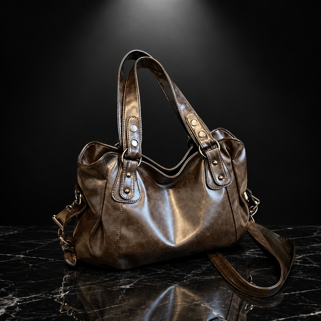 Oil Wax Leather Tote Bag with 3-Way Carry