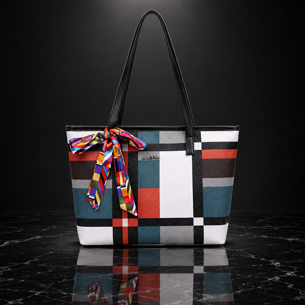 Plaid Print Large Capacity Tote Bag