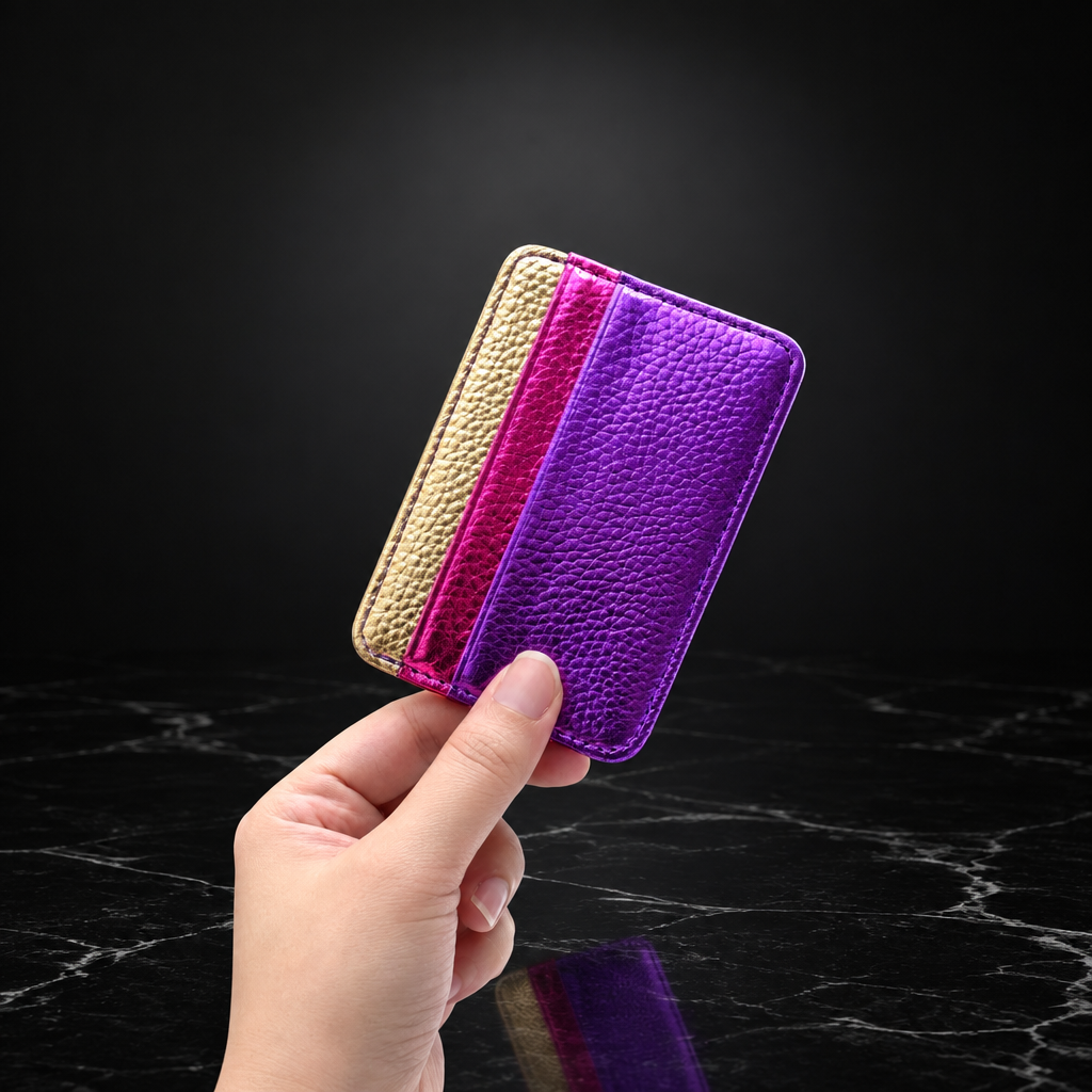 Faux Leather Metallic RFID-Blocking Wallet