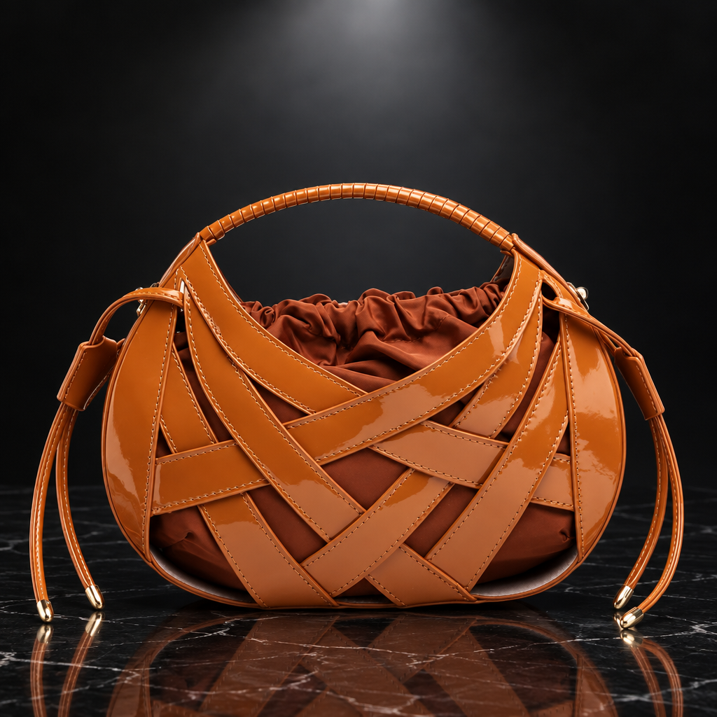 Faux-Leather Drawstring Handbag