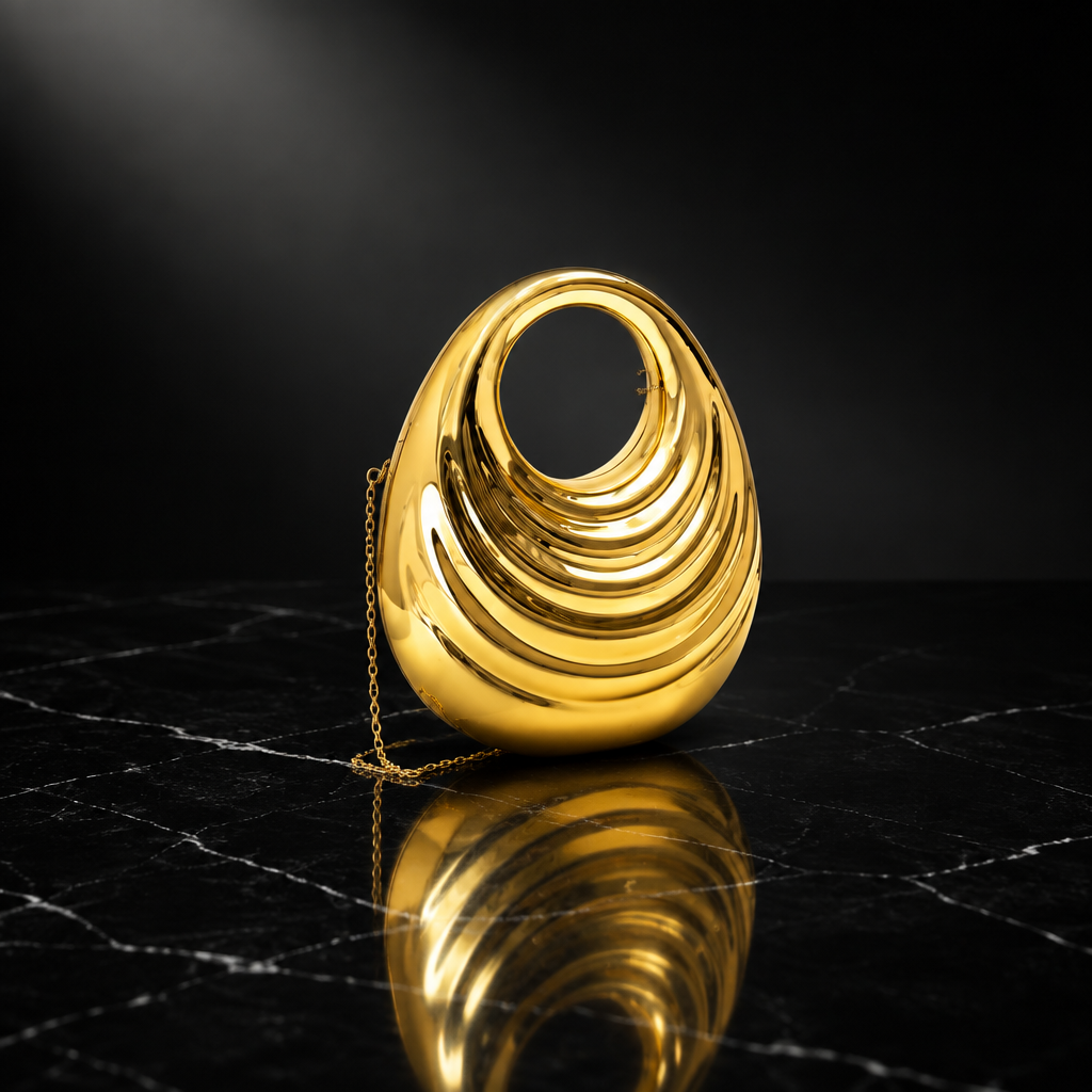 Glossy Shell-Shaped Chain Clutch