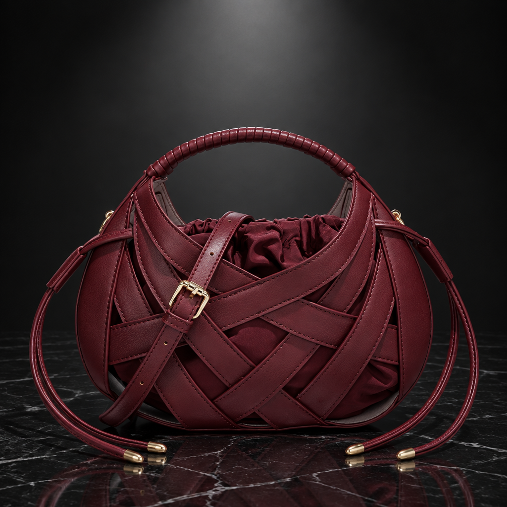 Faux-Leather Drawstring Handbag