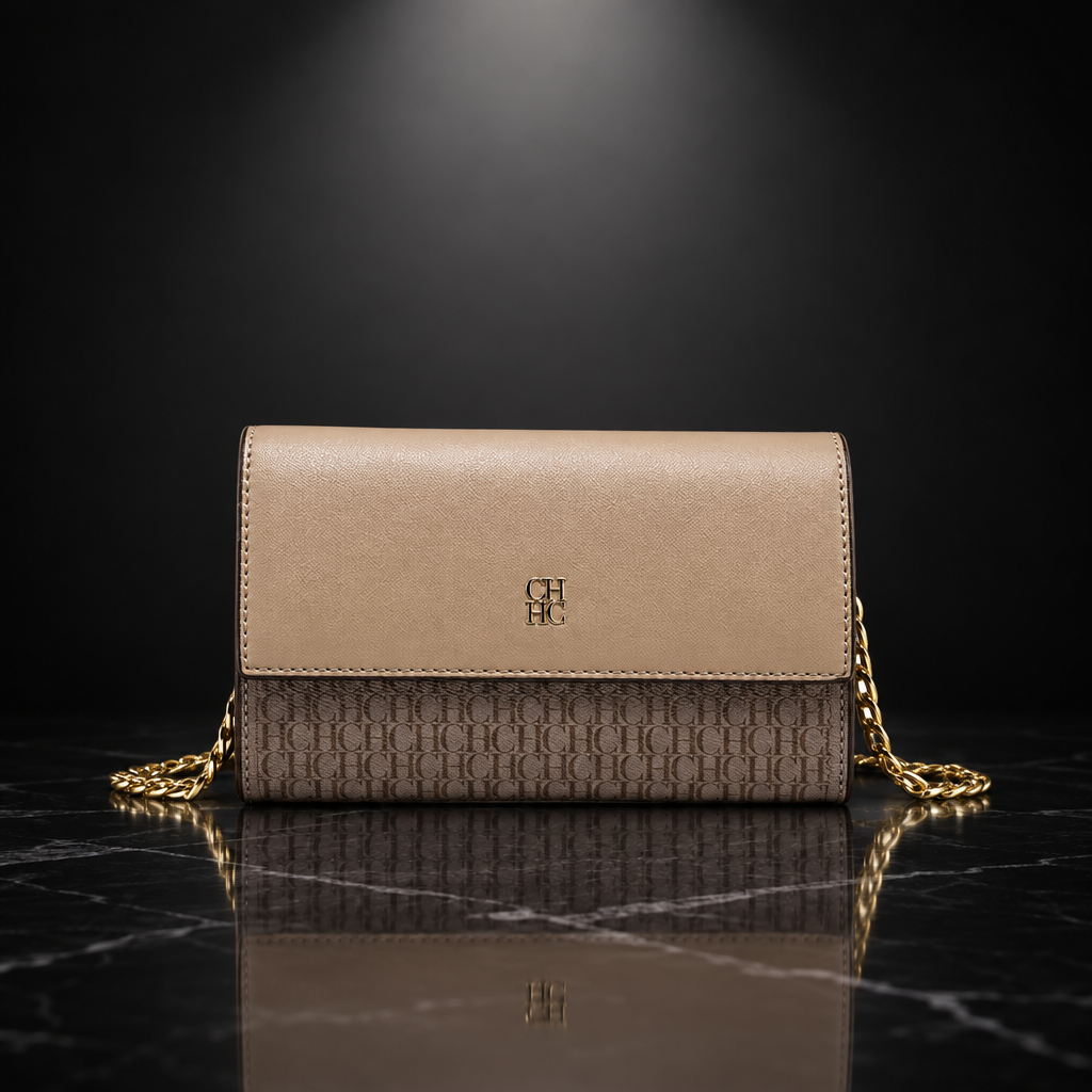Faux Leather Chain-Strap Clutch Bag