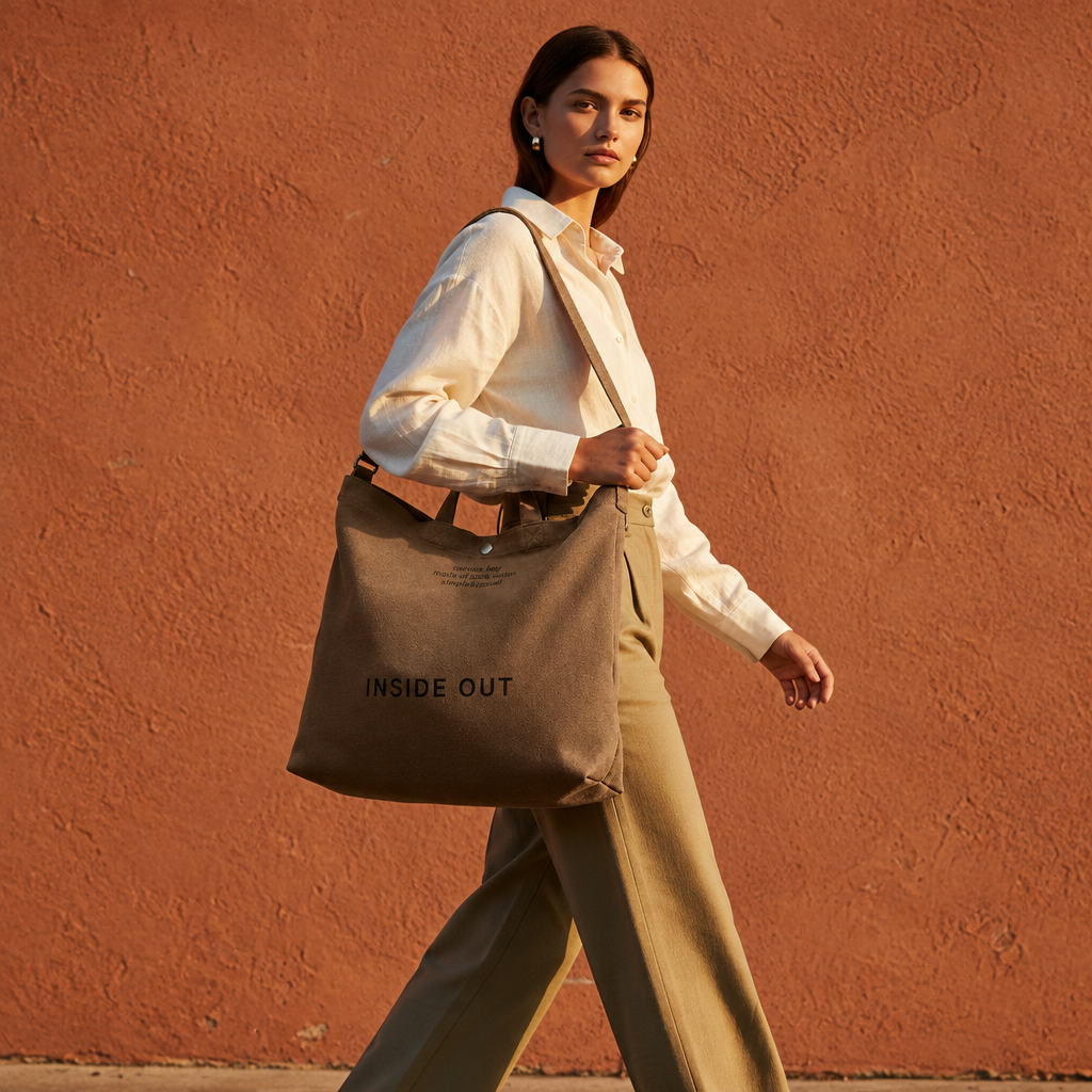 Lifestyle shot in brown colorway