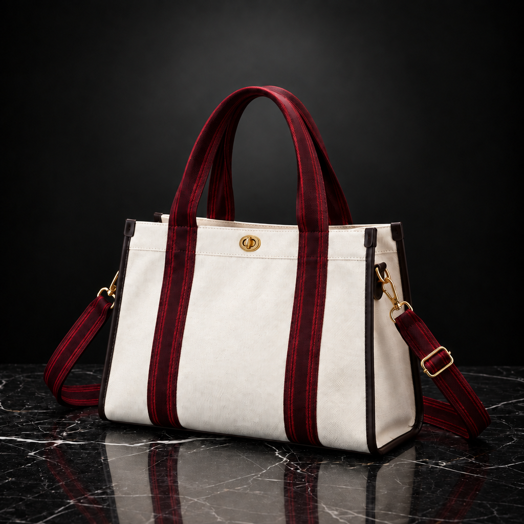 Revised Contrast Canvas Tote Bag hero with gold button