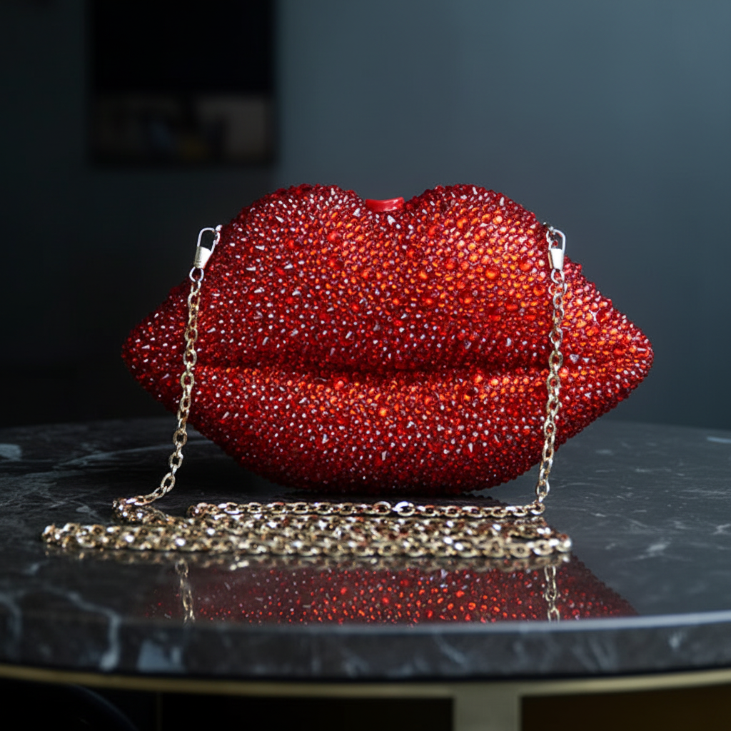 Rhinestone Lips closed front view 2