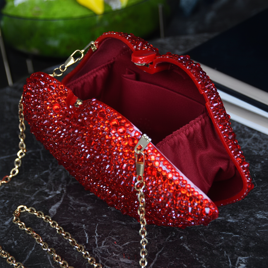 Rhinestone Lips open close-up