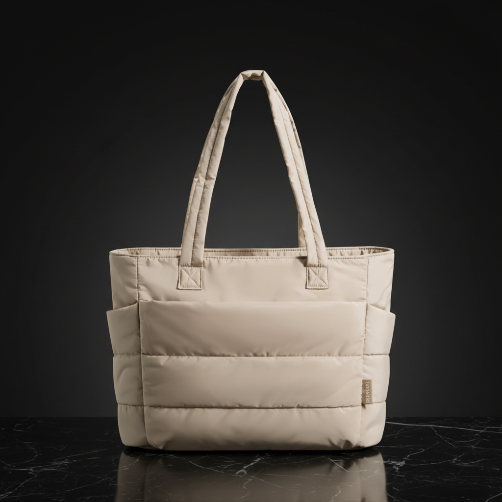 White padded tote