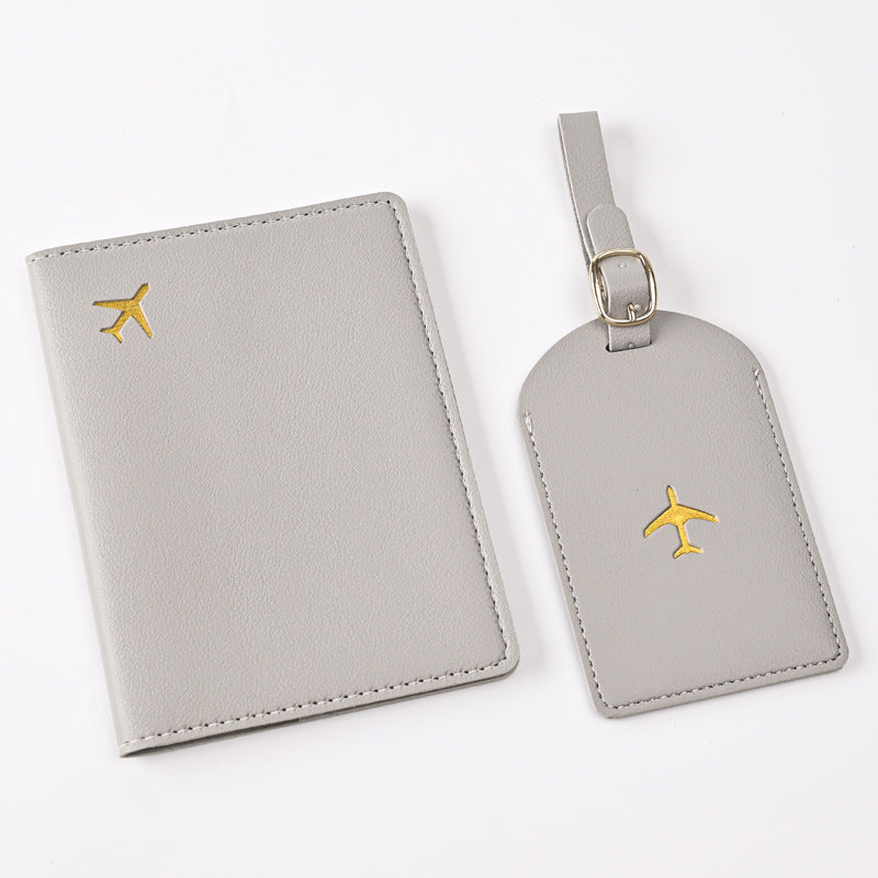 Creative Passport Holder & Luggage Tags – Light Gray Aircraft