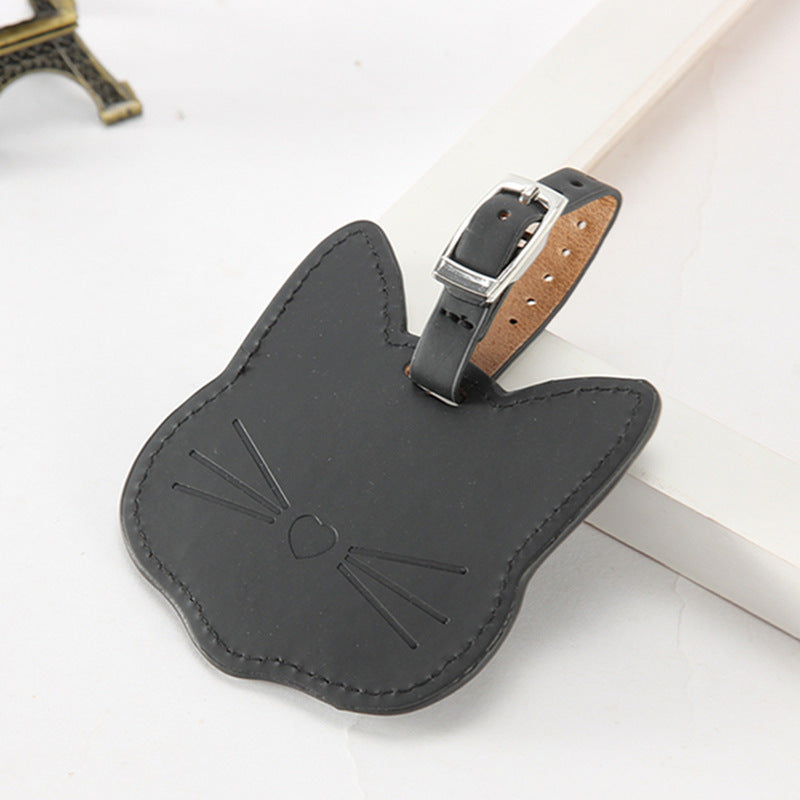 Cat Face Luggage Tags – Black