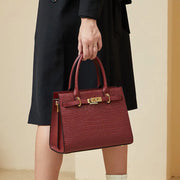 Red Scarlet Crocodile-Embossed Genuine Leather Bag