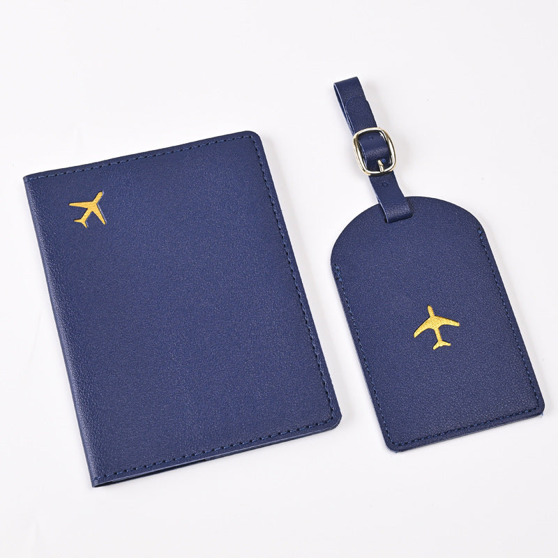 Creative Passport Holder & Luggage Tags – Dark Blue Aircraft