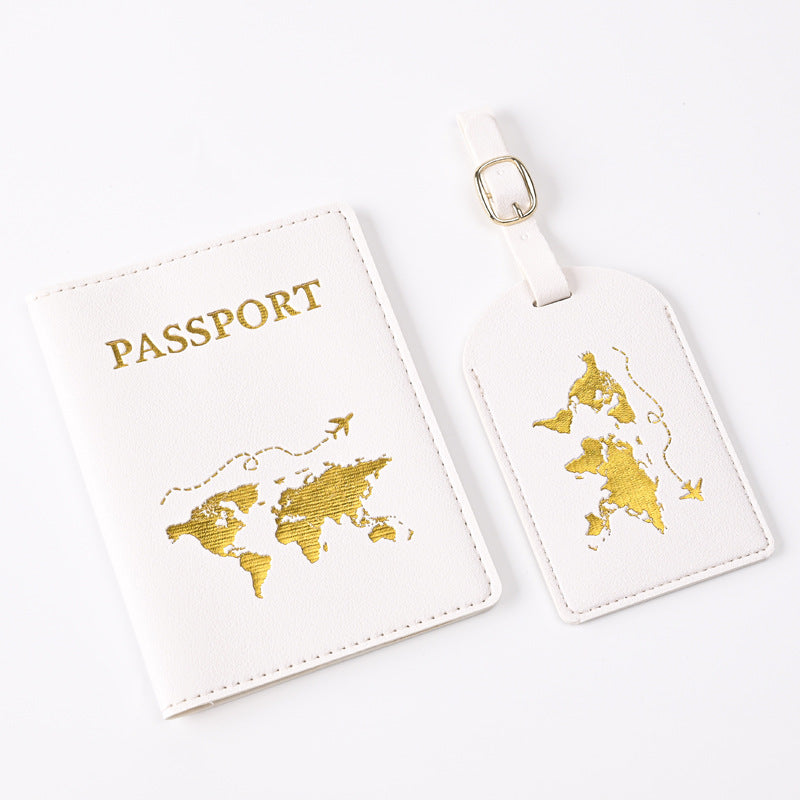 Creative Passport Holder & Luggage Tags – White Map