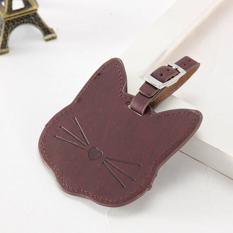 Cat Face Luggage Tags – Dark Red