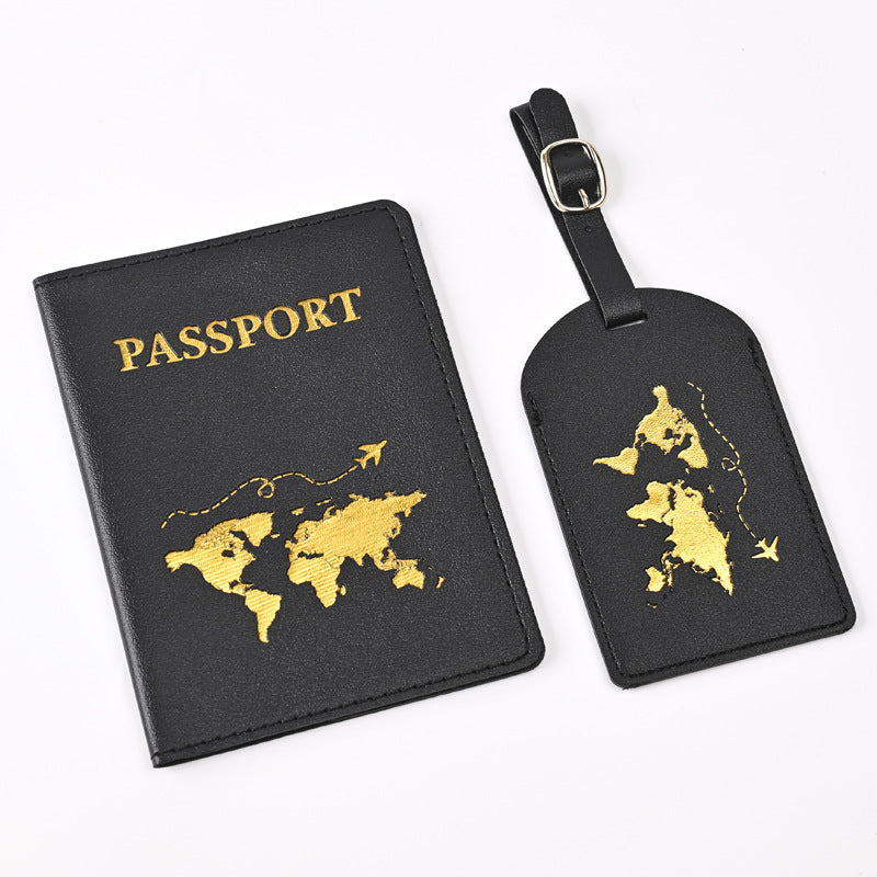 Creative Passport Holder & Luggage Tags – Black Map