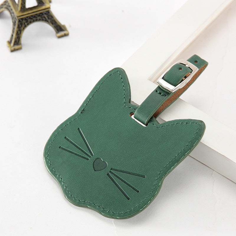 Cat Face Luggage Tags – Dark Green